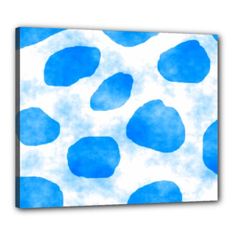 Cloudy Watercolor, Blue Cow Spots, Animal Fur Print Canvas 24  X 20  (stretched) by Casemiro