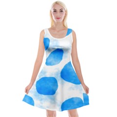 Cloudy Watercolor, Blue Cow Spots, Animal Fur Print Reversible Velvet Sleeveless Dress by Casemiro