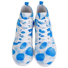 Cloudy Watercolor, Blue Cow Spots, Animal Fur Print Men s Lightweight High Top Sneakers by Casemiro