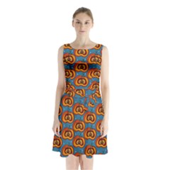 Pumpkin In Pumpkin Sleeveless Waist Tie Chiffon Dress