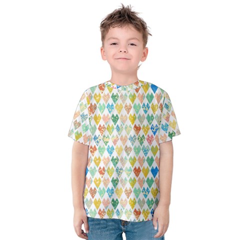 Multicolored Hearts Kids  Cotton Tee by SychEva