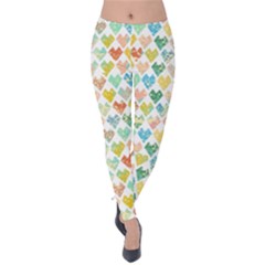 Multicolored Hearts Velvet Leggings by SychEva