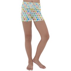 Multicolored Hearts Kids  Lightweight Velour Yoga Shorts by SychEva