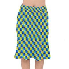 Illusion Waves Pattern Short Mermaid Skirt