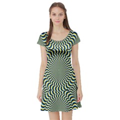 Illusion Waves Pattern Short Sleeve Skater Dress by Sparkle