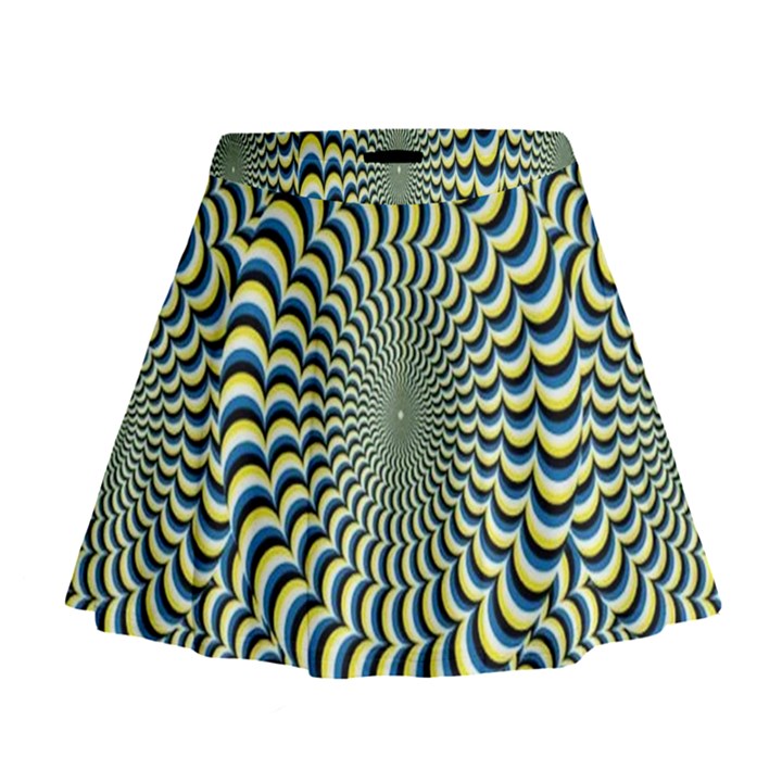 Illusion Waves Pattern Mini Flare Skirt