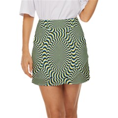 Illusion Waves Pattern Mini Front Wrap Skirt by Sparkle