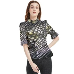 Snake Skin Frill Neck Blouse