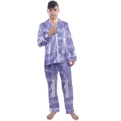 Illusion Waves Pattern Men s Long Sleeve Satin Pajamas Set