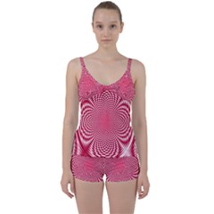 Illusion Floral Pattern Tie Front Two Piece Tankini