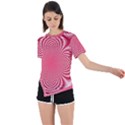 Illusion Floral Pattern Asymmetrical Short Sleeve Sports Tee View1