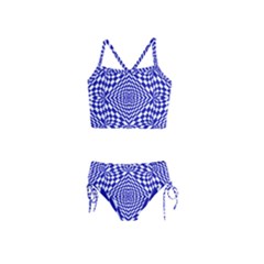 Illusion Waves Pattern Girls  Tankini Swimsuit