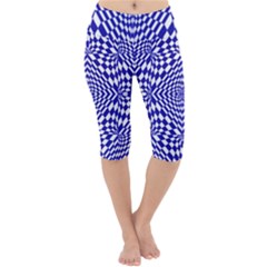 Illusion Waves Pattern Lightweight Velour Cropped Yoga Leggings