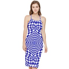 Illusion Waves Pattern Bodycon Cross Back Summer Dress