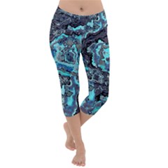 Strange Glow Lightweight Velour Capri Yoga Leggings by MRNStudios