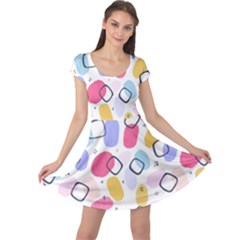 Abstract Multicolored Shapes Cap Sleeve Dress by SychEva