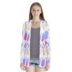 Abstract Multicolored Shapes Drape Collar Cardigan by SychEva