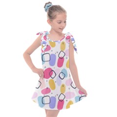 Abstract Multicolored Shapes Kids  Tie Up Tunic Dress by SychEva