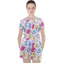 Abstract Multicolored Shapes Women s Tee and Shorts Set View1