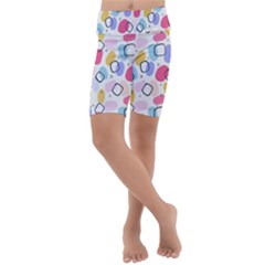 Abstract Multicolored Shapes Kids  Lightweight Velour Cropped Yoga Leggings by SychEva
