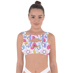 Abstract Multicolored Shapes Bandaged Up Bikini Top by SychEva