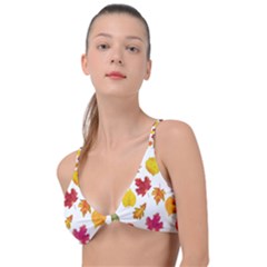 Watercolor Autumn Leaves Knot Up Bikini Top by SychEva