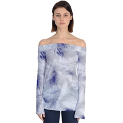 Feather In The Wind - Navy Off Shoulder Long Sleeve Top