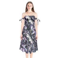 Reticulated Nova Shoulder Tie Bardot Midi Dress by MRNStudios