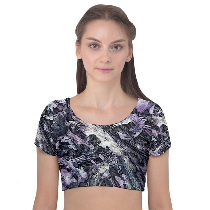 Reticulated Nova Velvet Short Sleeve Crop Top 