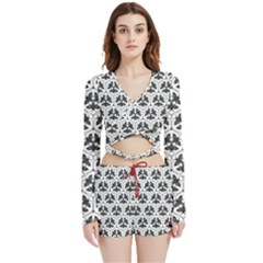 Night Moths Velvet Wrap Crop Top and Shorts Set