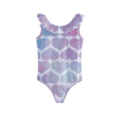 Multicolored Hearts Kids  Frill Swimsuit by SychEva