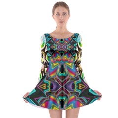 375 Chroma Digital Art Custom Kal00012 Long Sleeve Skater Dress by Drippycreamart