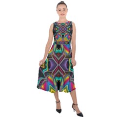 375 Chroma Digital Art Custom Kal00012 Midi Tie-Back Chiffon Dress