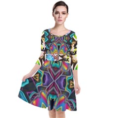 375 Chroma Digital Art Custom Kal00012 Quarter Sleeve Waist Band Dress by Drippycreamart