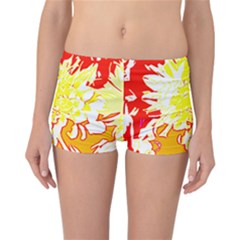 Red And Yellow Floral Reversible Boyleg Bikini Bottoms by 3cl3ctix