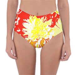 Red And Yellow Floral Reversible High-waist Bikini Bottoms by 3cl3ctix