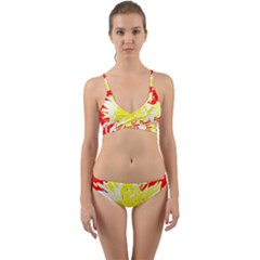 Red And Yellow Floral Wrap Around Bikini Set by 3cl3ctix