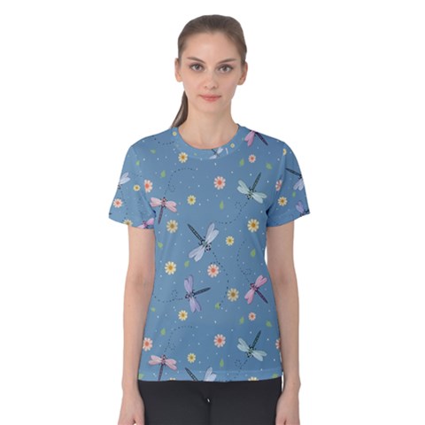 Cute Dragonflies In Spring Women s Cotton Tee by SychEva