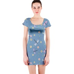 Cute Dragonflies In Spring Short Sleeve Bodycon Dress by SychEva