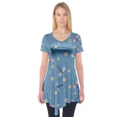 Cute Dragonflies In Spring Short Sleeve Tunic  by SychEva