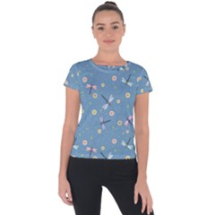 Cute Dragonflies In Spring Short Sleeve Sports Top  by SychEva