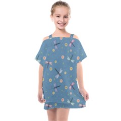 Cute Dragonflies In Spring Kids  One Piece Chiffon Dress