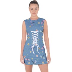 Cute Dragonflies In Spring Lace Up Front Bodycon Dress by SychEva