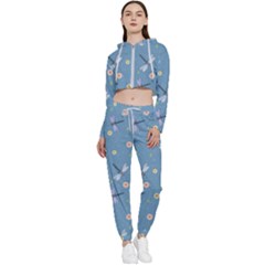 Cute Dragonflies In Spring Cropped Zip Up Lounge Set by SychEva