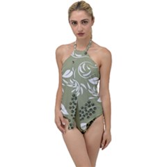 Folk Flowers Print Floral Pattern Ethnic Art Go With The Flow One Piece Swimsuit by Eskimos