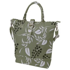 Folk Flowers Print Floral Pattern Ethnic Art Buckle Top Tote Bag by Eskimos