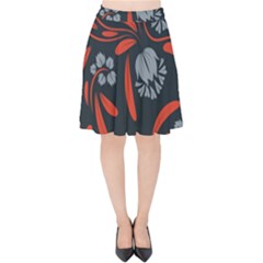 Folk Flowers Print Floral Pattern Ethnic Art Velvet High Waist Skirt by Eskimos