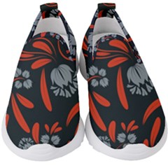 Folk Flowers Print Floral Pattern Ethnic Art Kids  Slip On Sneakers by Eskimos