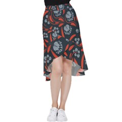 Folk Flowers Print Floral Pattern Ethnic Art Frill Hi Low Chiffon Skirt by Eskimos