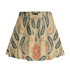 Folk Flowers Print Floral Pattern Ethnic Art Mini Flare Skirt by Eskimos